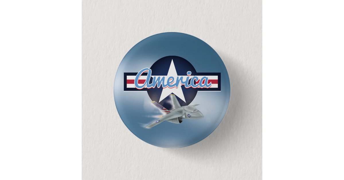 American Jet Fighter Button | Zazzle