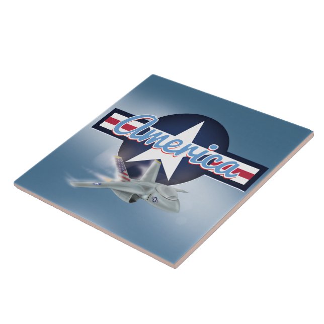 American Jet Fighter Ceramic Tile (Side)