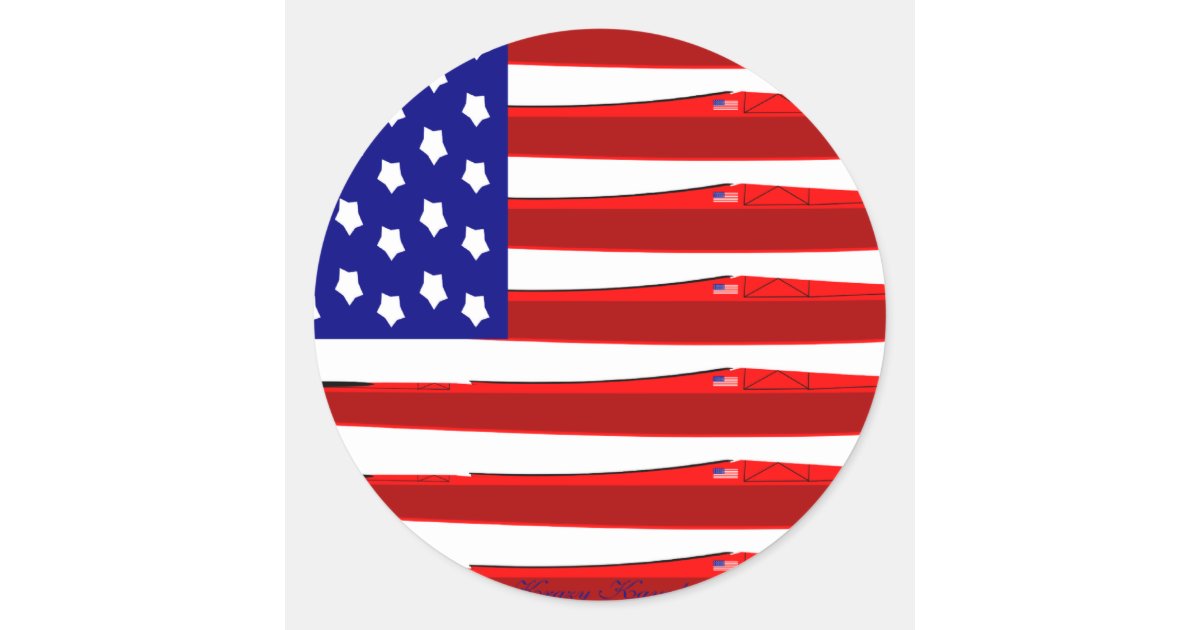 American Kayak Flag Classic Round Sticker Zazzle