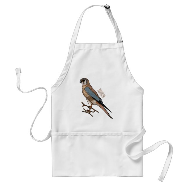 American kestrel bird cartoon illustration  adult apron (Front)