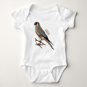 American kestrel bird cartoon illustration baby bodysuit
