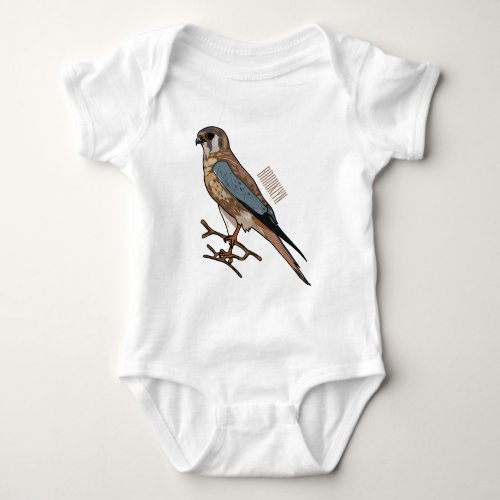 American kestrel bird cartoon illustration  baby bodysuit