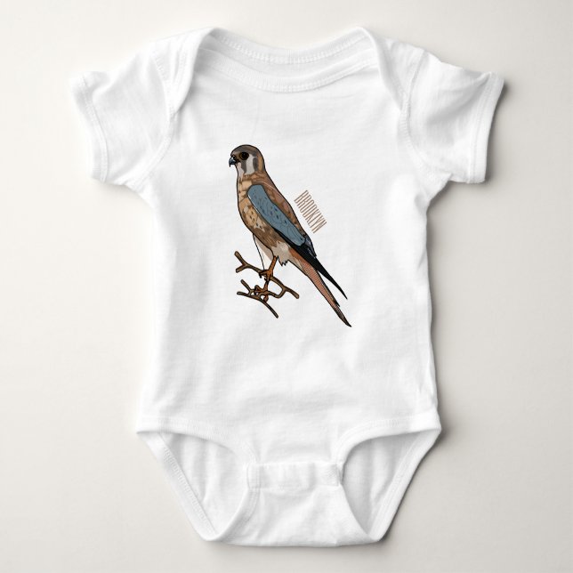 American kestrel bird cartoon illustration  baby bodysuit (Front)