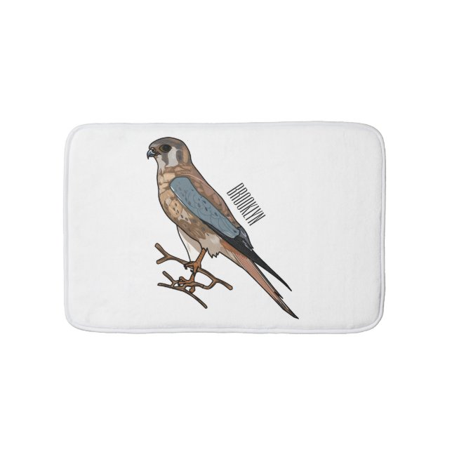 American kestrel bird cartoon illustration  bath mat (Front)