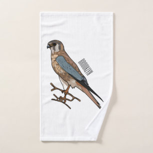 American kestrel bird cartoon illustration bath towel set