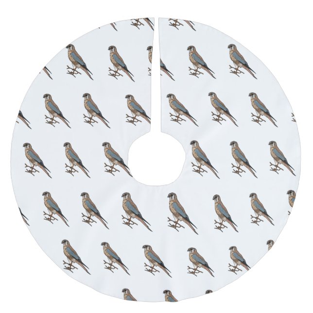 American kestrel bird cartoon illustration  brushed polyester tree skirt (Front)
