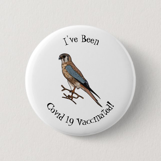 American kestrel bird cartoon illustration button (Front)