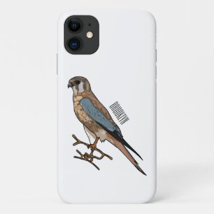 American kestrel bird cartoon illustration iPhone 11 case