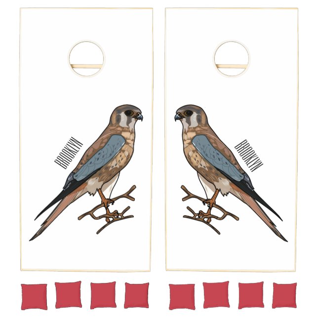 American kestrel bird cartoon illustration  cornhole set (Set)