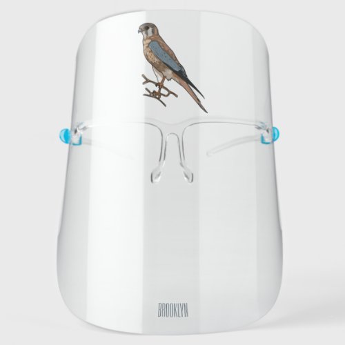 American kestrel bird cartoon illustration  face shield