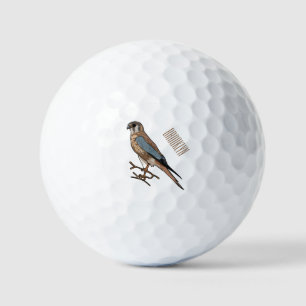 American kestrel bird cartoon illustration  golf balls