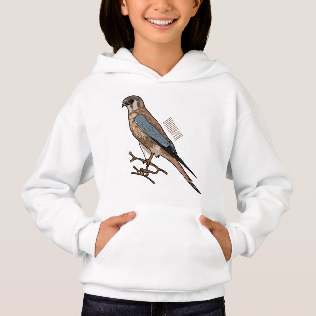 American kestrel bird cartoon illustration  hoodie (Front)