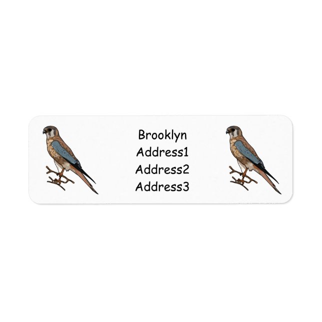 American kestrel bird cartoon illustration label (Front)