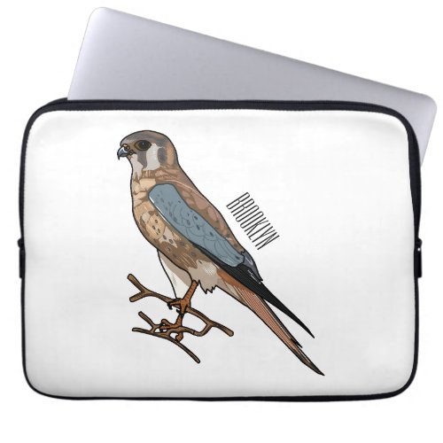 American kestrel bird cartoon illustration  laptop sleeve