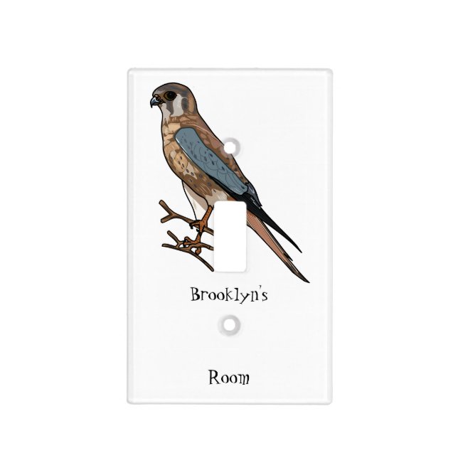 American kestrel bird cartoon illustration light switch cover (Front)