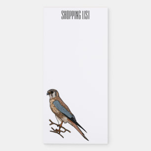 American kestrel bird cartoon illustration  magnetic notepad