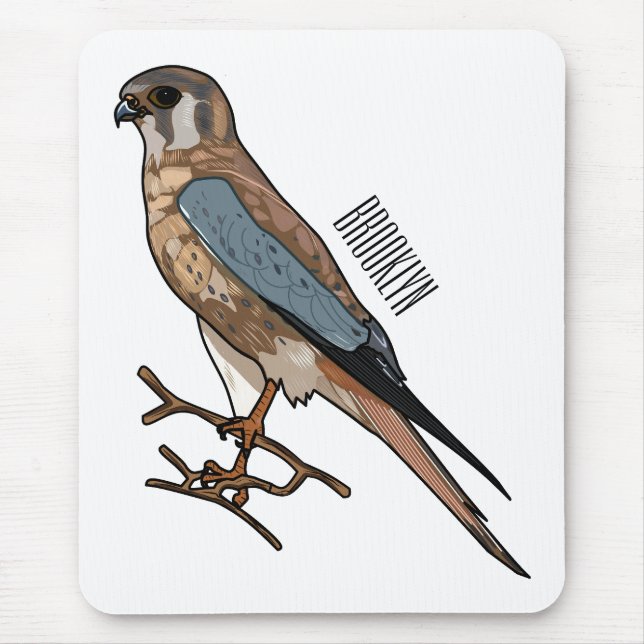 American kestrel bird cartoon illustration  mouse pad (Front)