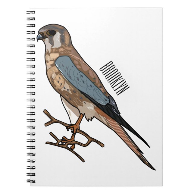 American kestrel bird cartoon illustration  notebook (Front)