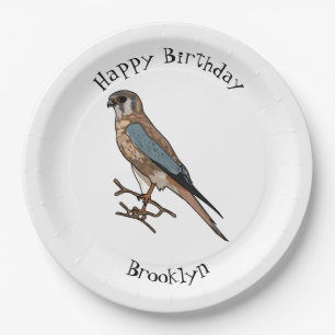 American kestrel bird cartoon illustration paper plates