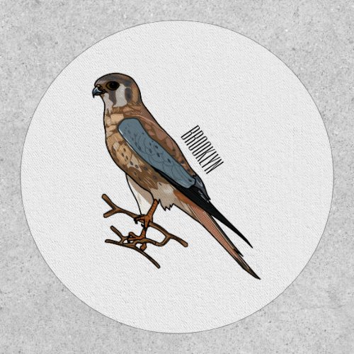 American kestrel bird cartoon illustration  patch