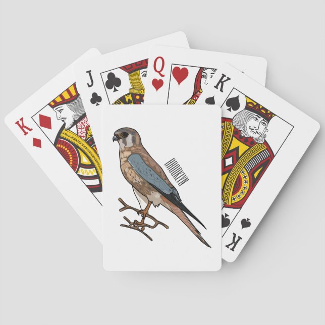 American kestrel bird cartoon illustration  poker cards (Back)