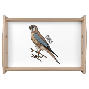 American kestrel bird cartoon illustration  serving tray