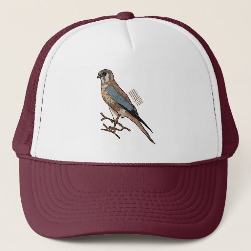 American kestrel bird cartoon illustration  trucker hat