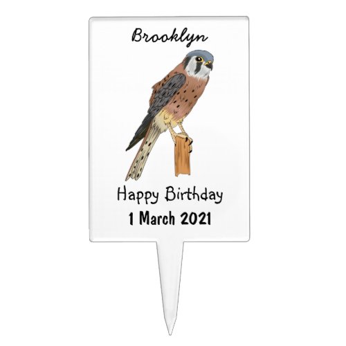 American Kestrel bird illustration Cake Topper