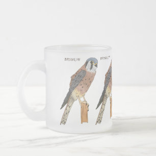 American Kestrel bird illustration Frosted Glass Coffee Mug