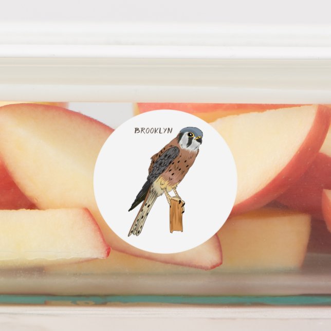American Kestrel bird illustration Labels (Affixed)