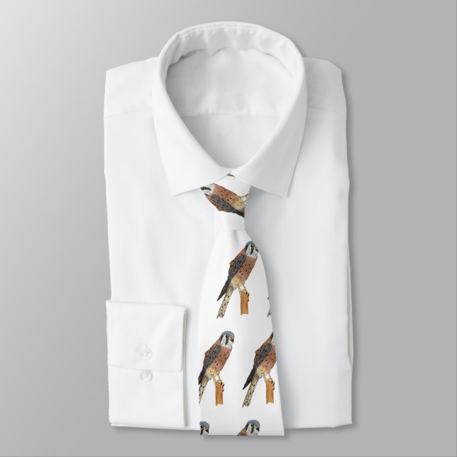 American Kestrel bird illustration Neck Tie (Tied)