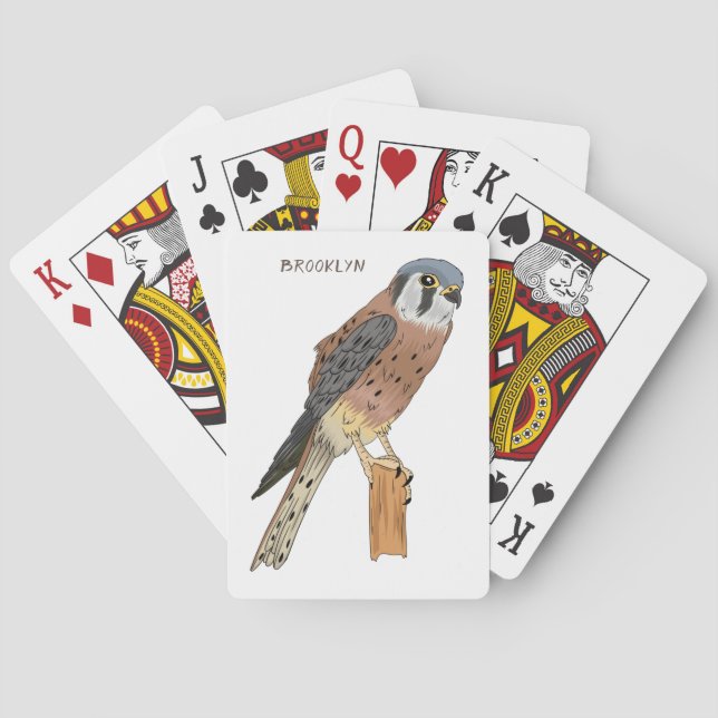 American Kestrel bird illustration Poker Cards (Back)
