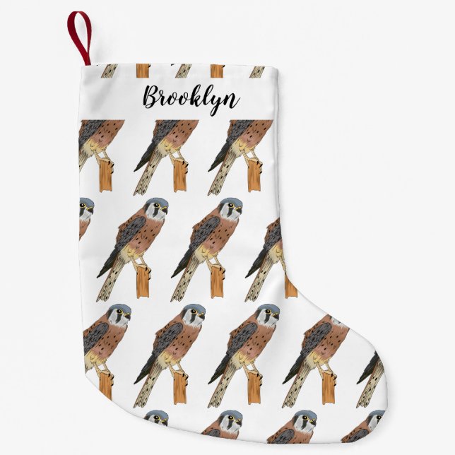American Kestrel bird illustration  Small Christmas Stocking (Front)