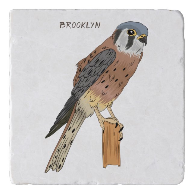 American Kestrel bird illustration Trivet (Front)