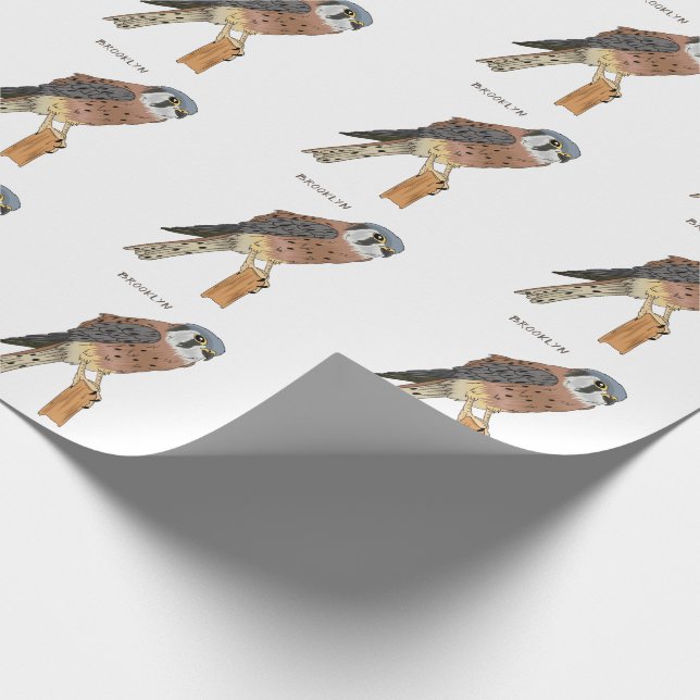 American Kestrel bird illustration  Wrapping Paper (Corner)