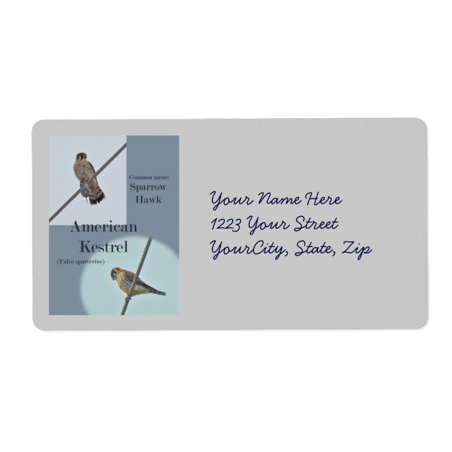 American Kestrel (Falco sparverius) Items Label (Front)