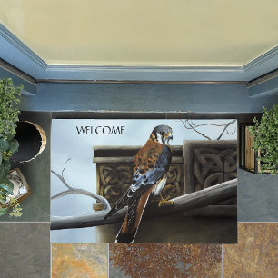 American Kestrel Falcon Celtic Knotwork Wildlife Doormat