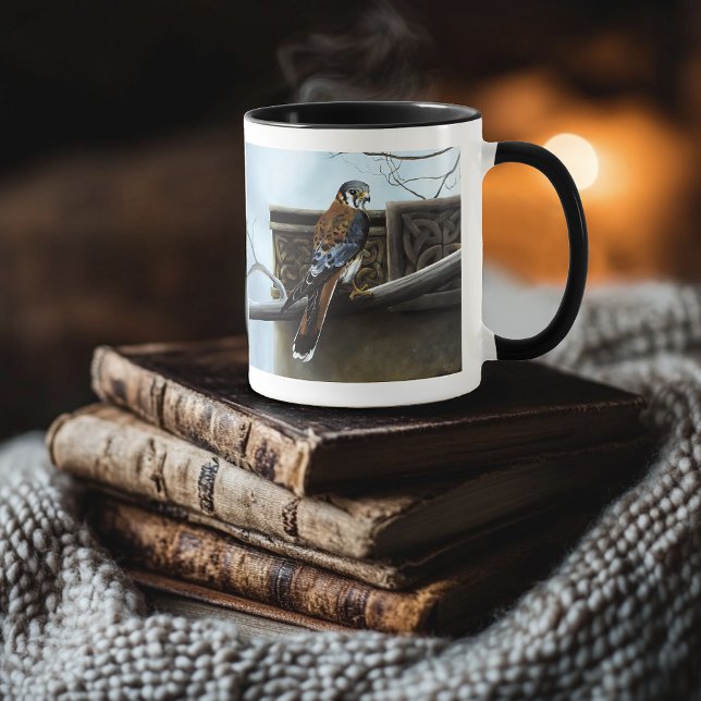 American Kestrel Falcon Celtic Knotwork Wildlife Mug (Creator Uploaded)