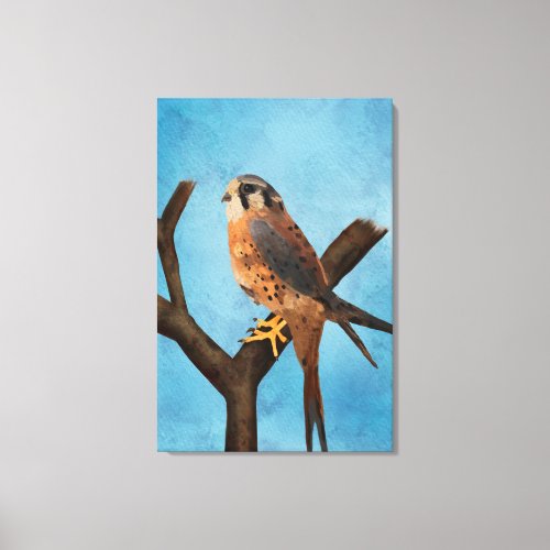 American Kestrel Falcon Contemporary Watercolor  Canvas Print