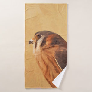 American Kestrel Painting - Original Bird Art Bath Towel Set