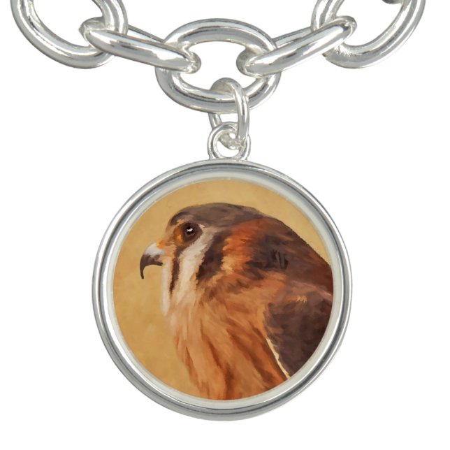 American Kestrel Painting - Original Bird Art Bracelet (Design)