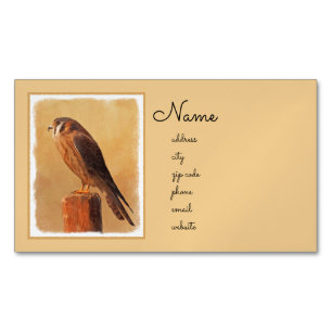 American Kestrel Painting - Original Bird Art Business Card Magnet