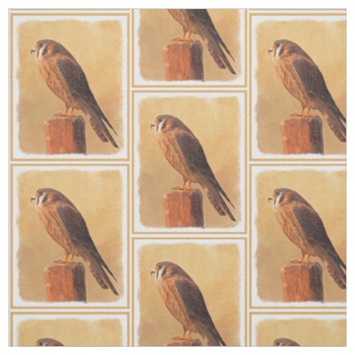 American Kestrel Painting - Original Bird Art Fabric