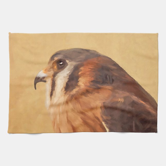 American Kestrel Painting - Original Bird Art Kitchen Towel (Horizontal)