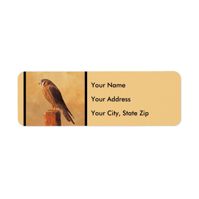 American Kestrel Painting - Original Bird Art Label (Front)