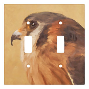 American Kestrel Painting - Original Bird Art Light Switch Cover