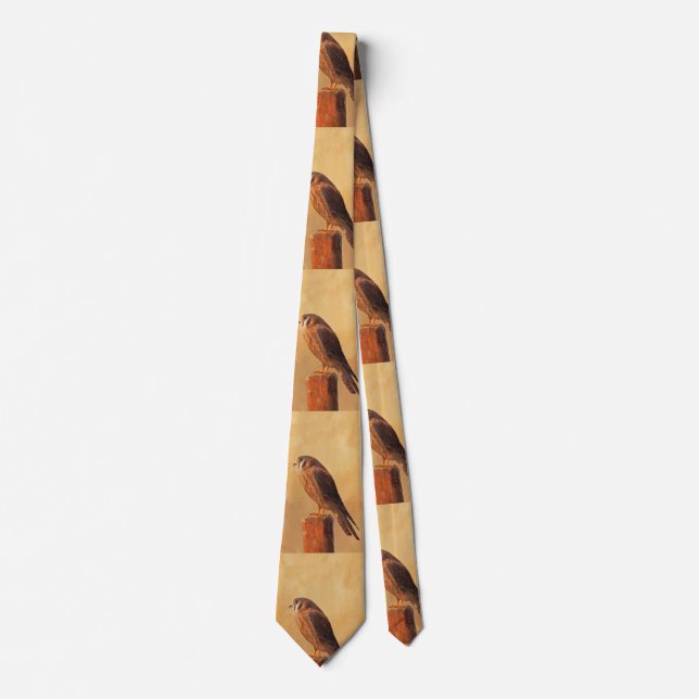 American Kestrel Painting - Original Bird Art Neck Tie (Front)