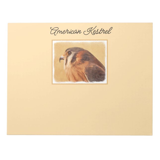American Kestrel Painting - Original Bird Art Notepad (Front)