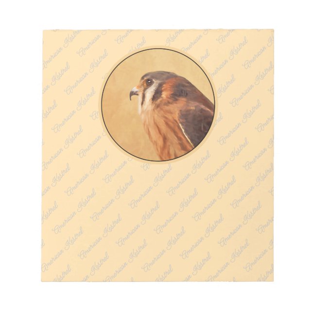 American Kestrel Painting - Original Bird Art Notepad (Front)
