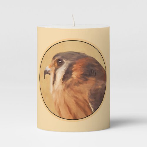 American Kestrel Painting _ Original Bird Art Pillar Candle